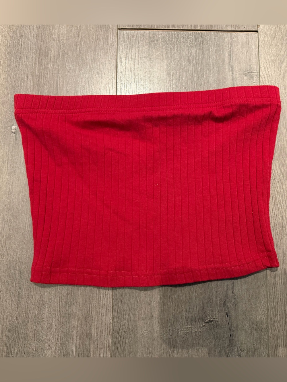 Red Ribbed Tube Top - Women's Classic Fit